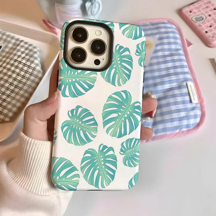 ShopCaseCart Shockproof Slim iPhone 15 Pro Protective cover Fashionable Plant Pattern Impact-resistant PC + TPU Phone Back Guard