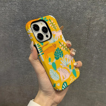 ShopCaseCart Shockproof Slim iPhone 15 Pro Protective cover Fashionable Plant Pattern Impact-resistant PC + TPU Phone Back Guard