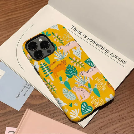 ShopCaseCart Shockproof Slim iPhone 15 Pro Protective cover Fashionable Plant Pattern Impact-resistant PC + TPU Phone Back Guard