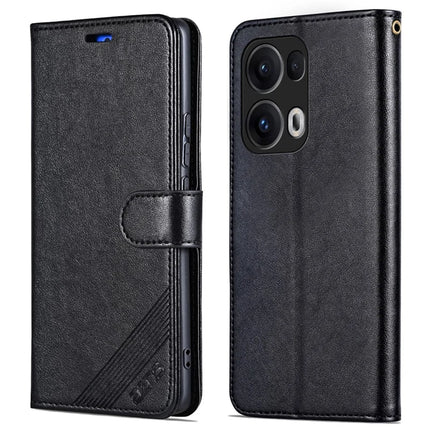 AZNS For Oppo Reno13 Pro 5G Case Anti-Scratch PU Leather Stand Wallet Phone Cover - Black