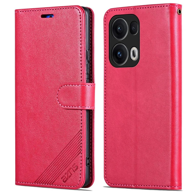 AZNS For Oppo Reno13 Pro 5G Case Anti-Scratch PU Leather Stand Wallet Phone Cover - Red