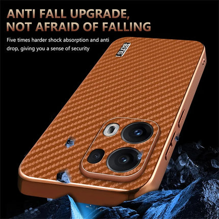 AZNS For Oppo Reno13 Pro 5G Case Electroplating Carbon Fiber Texture PU + TPU Phone Cover