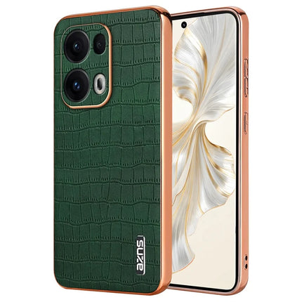 AZNS For Oppo Reno13 Pro 5G Case Electroplating Crocodile Texture PU + TPU Phone Cover - Green
