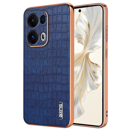 AZNS For Oppo Reno13 Pro 5G Case Electroplating Crocodile Texture PU + TPU Phone Cover - Blue
