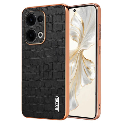 AZNS For Oppo Reno13 5G (Global) Case Electroplating Crocodile Texture PU + TPU Phone Cover - Black