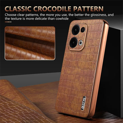 AZNS For Oppo Reno13 5G (Global) Case Electroplating Crocodile Texture PU + TPU Phone Cover