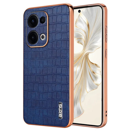 AZNS For Oppo Reno13 5G (Global) Case Electroplating Crocodile Texture PU + TPU Phone Cover - Blue