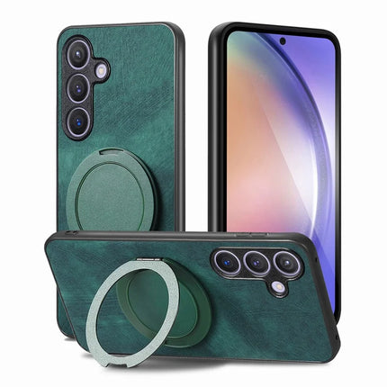 For Samsung Galaxy S23 FE Phone Case with Rotating Kickstand Stress Relief Retro Leather Back Cover