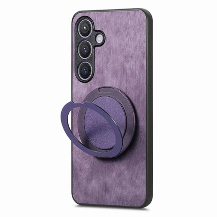 For Samsung Galaxy S23 FE Phone Case with Rotating Kickstand Stress Relief Retro Leather Back Cover