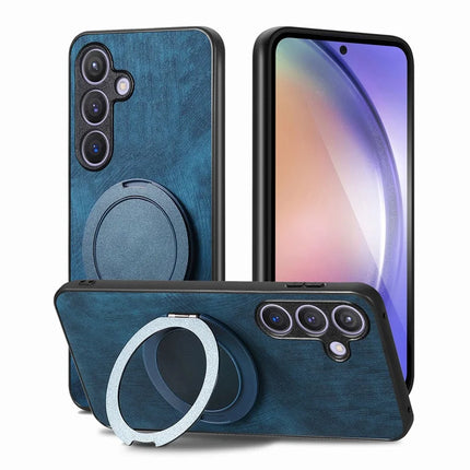 For Samsung Galaxy S23 FE Phone Case with Rotating Kickstand Stress Relief Retro Leather Back Cover