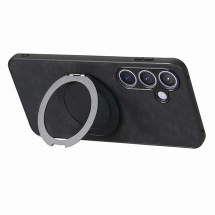 For Samsung Galaxy S23 FE Phone Case with Rotating Kickstand Stress Relief Retro Leather Back Cover