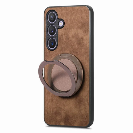 For Samsung Galaxy S23 FE Phone Case with Rotating Kickstand Stress Relief Retro Leather Back Cover
