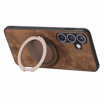 For Samsung Galaxy S23 FE Phone Case with Rotating Kickstand Stress Relief Retro Leather Back Cover