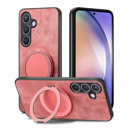 For Samsung Galaxy S23 FE Phone Case with Rotating Kickstand Stress Relief Retro Leather Back Cover