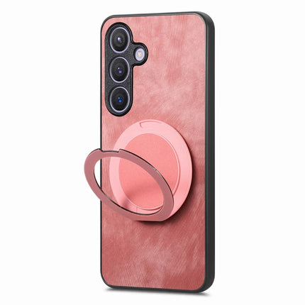 For Samsung Galaxy S23 FE Phone Case with Rotating Kickstand Stress Relief Retro Leather Back Cover