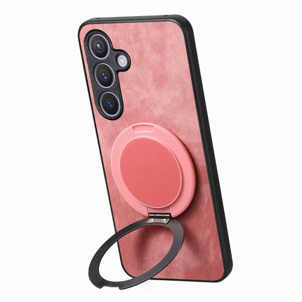 For Samsung Galaxy S23 FE Phone Case with Rotating Kickstand Stress Relief Retro Leather Back Cover