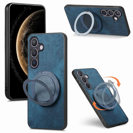 For Samsung Galaxy A05s 4G Phone Case with Rotating Kickstand Stress Relief Retro Leather Back Cover - Blue