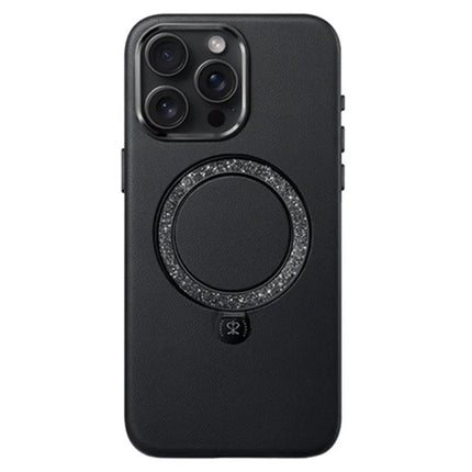 PYNANA PN-16L2 For iPhone 16 Pro Case Compatible with MagSafe Crystal Ring Kickstand PU Leather PC Cover