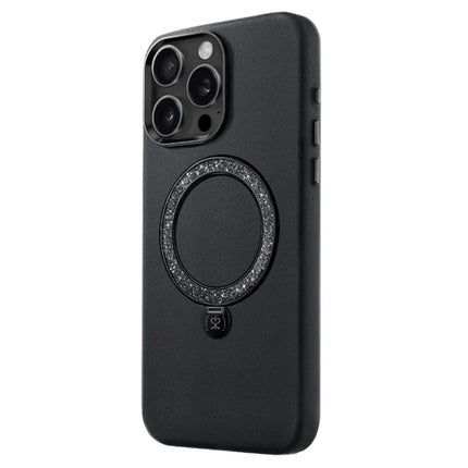 PYNANA PN-16L2 For iPhone 16 Pro Case Compatible with MagSafe Crystal Ring Kickstand PU Leather PC Cover