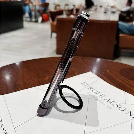 For Samsung Galaxy S23 Ultra Magnetic Case Suction Cup Kickstand PC Phone Cover with Four Corner Airbag