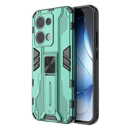 For Oppo Reno13 5G (Global) Case PC + TPU Shockproof Phone Cover with Kickstand - Green