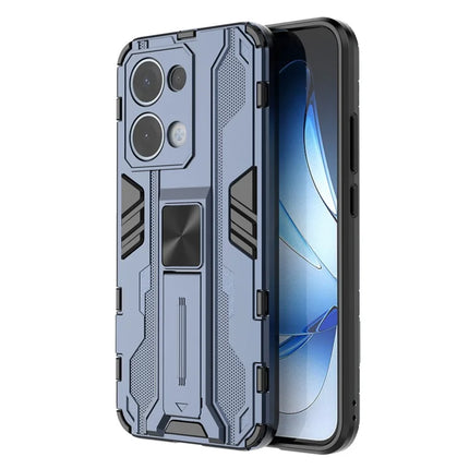 For Oppo Reno13 5G (Global) Case PC + TPU Shockproof Phone Cover with Kickstand - Blue
