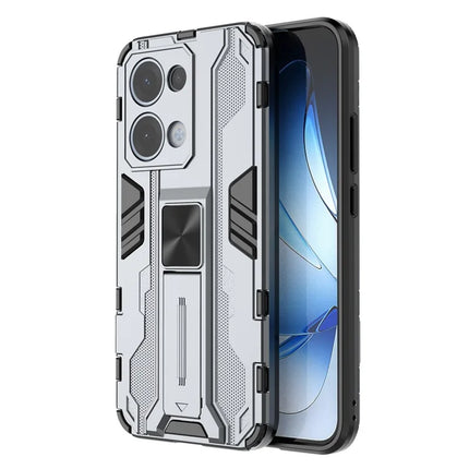 For Oppo Reno13 5G (Global) Case PC + TPU Shockproof Phone Cover with Kickstand - Grey