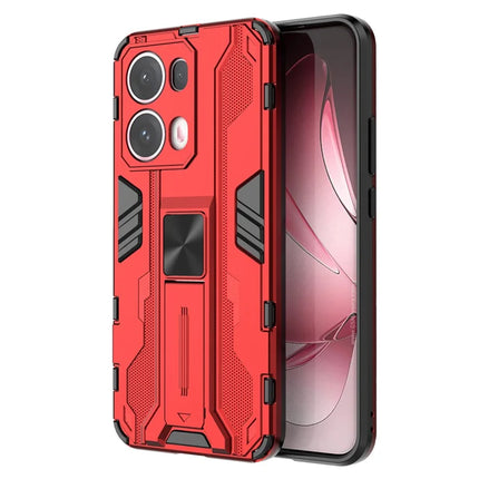 For Oppo Reno13 Pro 5G Case PC + TPU Shockproof Phone Cover with Kickstand - Red