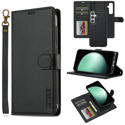 LC.IMEEKE L2 Series for Samsung Galaxy A56 5G Case PU Leather Wallet Detachable Magnetic Phone Cover - Black
