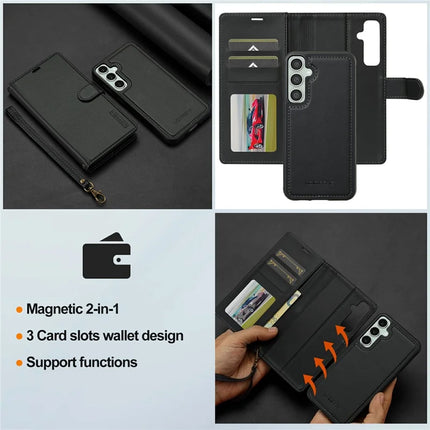 LC.IMEEKE L2 Series for Samsung Galaxy A56 5G Case PU Leather Wallet Detachable Magnetic Phone Cover