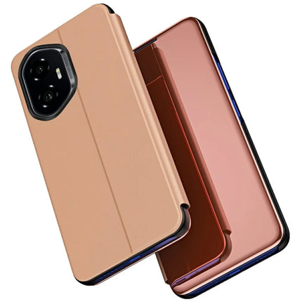 For Honor 300 Case View Window Stand Leather Flip Phone Cover - Rose Gold