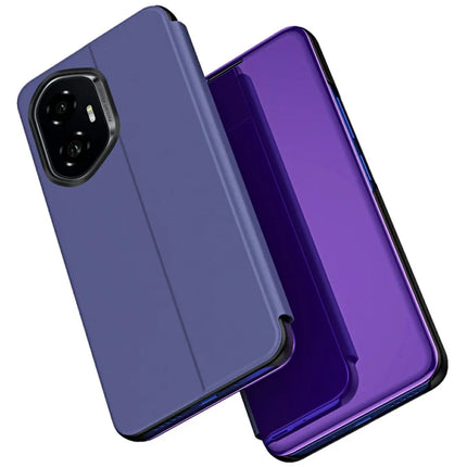 For Honor 300 Case View Window Stand Leather Flip Phone Cover - Purple  /  Blue