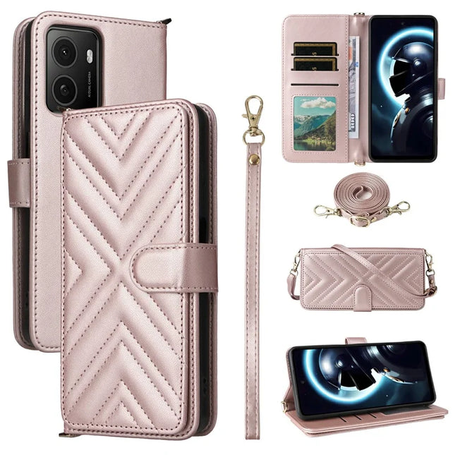 Wallet Phone Case for HMD Pulse Pro  /  Pulse+  /  Pulse Leather Phone Cover with Shoulder Strap - Pink