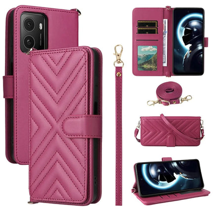 Wallet Phone Case for HMD Pulse Pro  /  Pulse+  /  Pulse Leather Phone Cover with Shoulder Strap - Rose