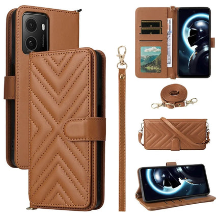 Wallet Phone Case for HMD Pulse Pro  /  Pulse+  /  Pulse Leather Phone Cover with Shoulder Strap - Brown