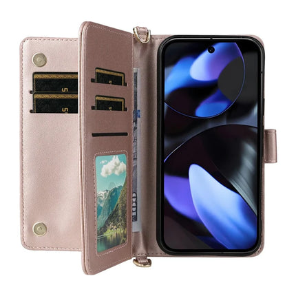 For Google Pixel 9 Pro  /  Pixel 9 Wallet Case with Shoulder Strap Leather Phone Cover