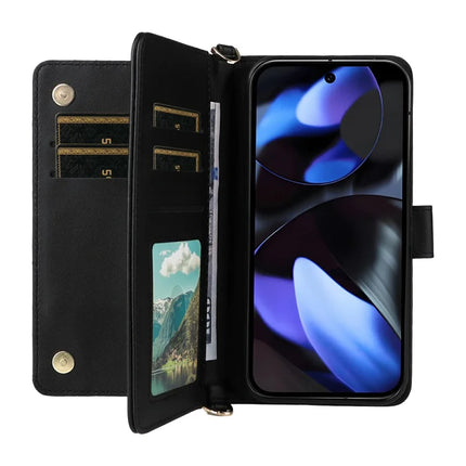 For Google Pixel 9 Pro  /  Pixel 9 Wallet Case with Shoulder Strap Leather Phone Cover