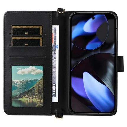 For Google Pixel 9 Pro  /  Pixel 9 Wallet Case with Shoulder Strap Leather Phone Cover