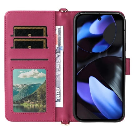 For Google Pixel 9 Pro  /  Pixel 9 Wallet Case with Shoulder Strap Leather Phone Cover