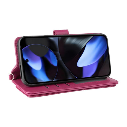 For Google Pixel 9 Pro  /  Pixel 9 Wallet Case with Shoulder Strap Leather Phone Cover