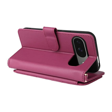 For Google Pixel 9 Pro  /  Pixel 9 Wallet Case with Shoulder Strap Leather Phone Cover