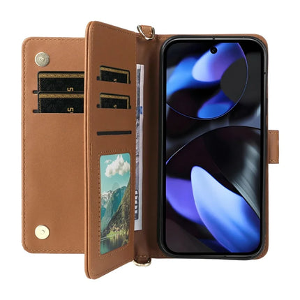 For Google Pixel 9 Pro  /  Pixel 9 Wallet Case with Shoulder Strap Leather Phone Cover