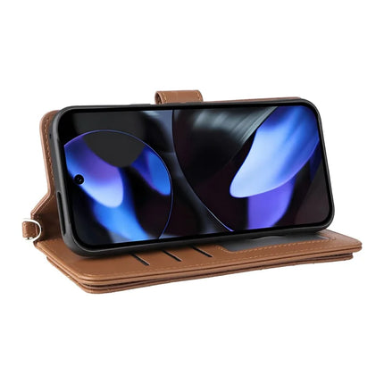 For Google Pixel 9 Pro  /  Pixel 9 Wallet Case with Shoulder Strap Leather Phone Cover
