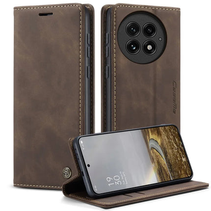For OnePlus 13 Wallet Case CASEME 013 Series PU Leather Phone Cover Stand - Coffee