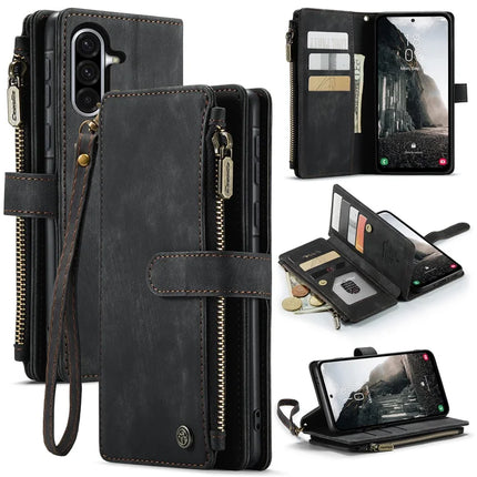 For Samsung Galaxy A36 5G Wallet Case CASEME C30 Leather Phone Cover with 10 Card Holder Zipper Pocket - Black