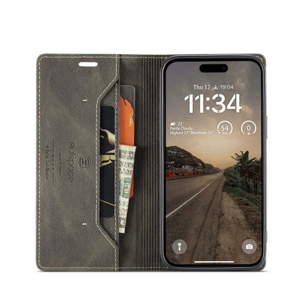 For iPhone 16 Plus Wallet Case AUTSPACE A01 Leather Stand Cover with RFID Blocking Card Holder