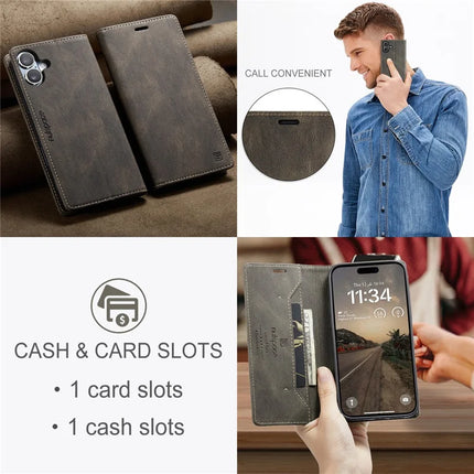 For iPhone 16 Plus Wallet Case AUTSPACE A01 Leather Stand Cover with RFID Blocking Card Holder