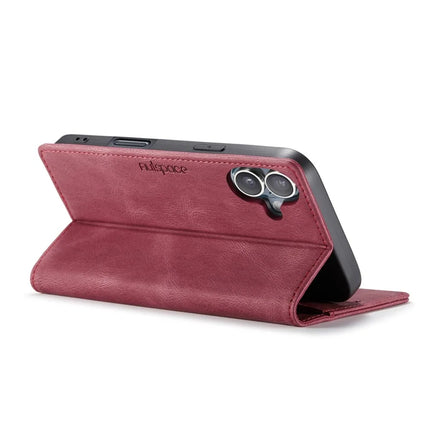 For iPhone 16 Plus Wallet Case AUTSPACE A01 Leather Stand Cover with RFID Blocking Card Holder