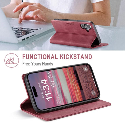 For iPhone 16 Plus Wallet Case AUTSPACE A01 Leather Stand Cover with RFID Blocking Card Holder