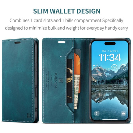 For iPhone 16 Plus Wallet Case AUTSPACE A01 Leather Stand Cover with RFID Blocking Card Holder
